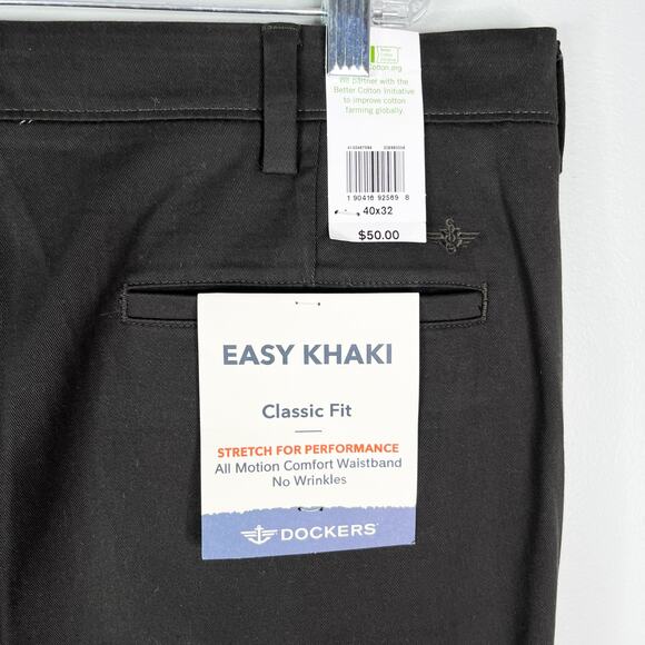Dockers Classic Fit Easy Khaki Mens Pants Stretch 40 x 32 Brown New - Picture 7 of 13